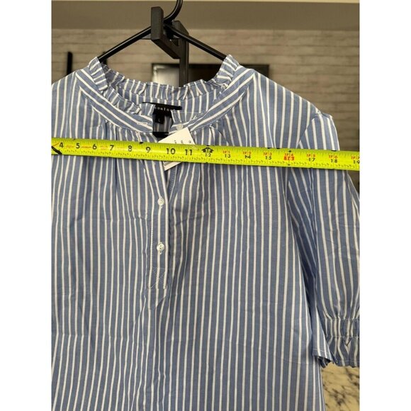 EUC- Only worn twice!Gibsonlook Dianthus Henley Puff Sleeve Striped Blouse - Picture 4 of 9